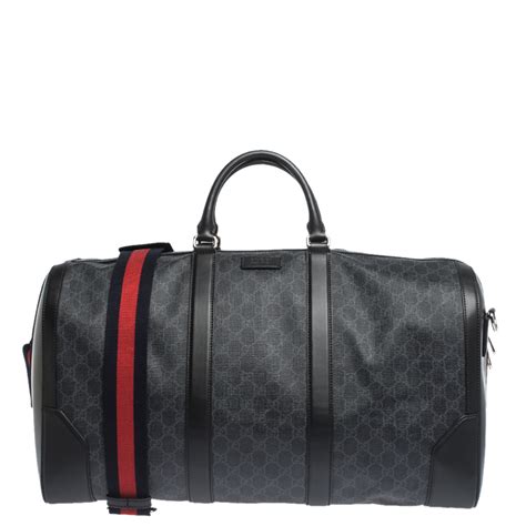 gucci black leather duffle bag|authentic gucci duffle bags.